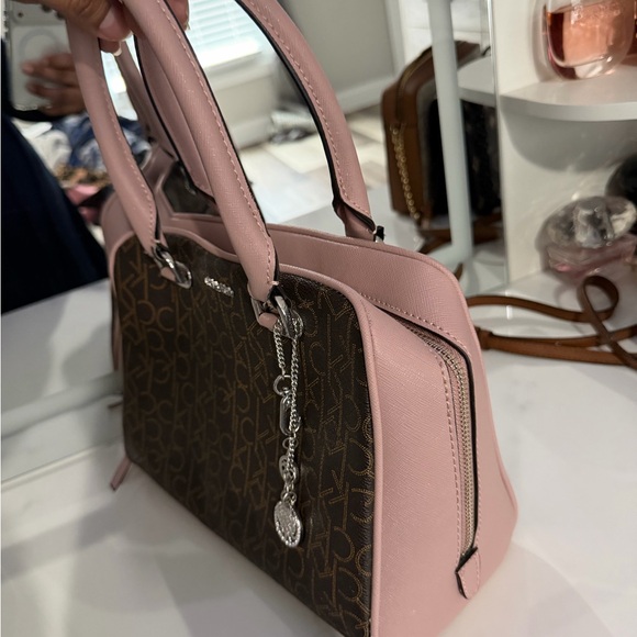 Calvin Klein Signature Brown and Pink Satchel - Picture 2 of 4